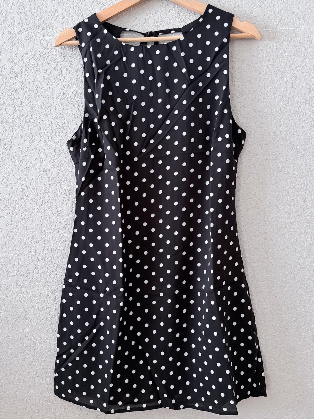 Classic Black and White Polka Dot Sleeveless Dress